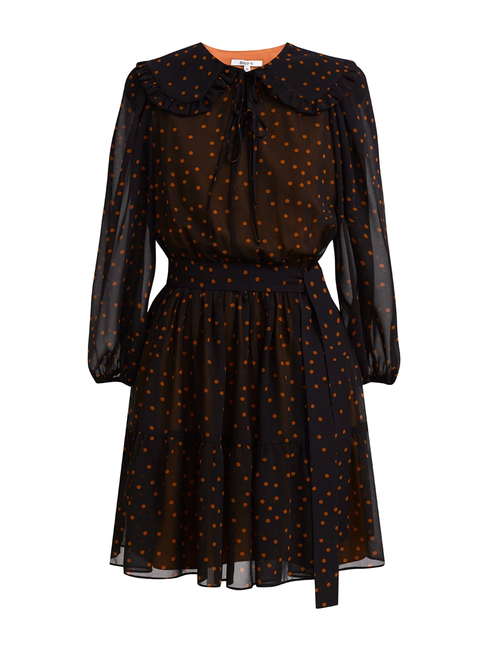 картинка платье мини из шифона с оборкой на воротнике от магазина Solo-U.ru